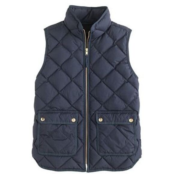 J.Crew Excursion Quilted Vest Black Womens XS Down Feathers Puffer Meghan Markle - Picture 2 of 9